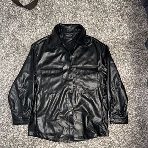 Faux Leather Shacket